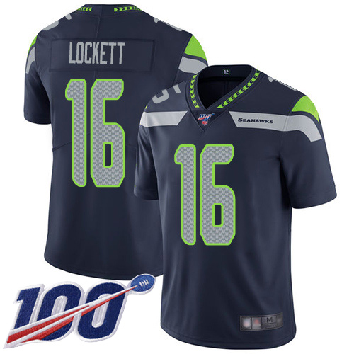 Seattle Seahawks Limited Navy Blue Men Tyler Lockett Home Jersey NFL Football #16 100th Season Vapor Untouchable